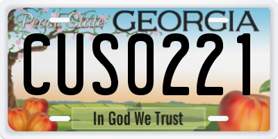 GA license plate CUS0221