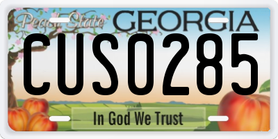 GA license plate CUS0285