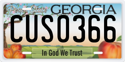 GA license plate CUS0366