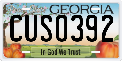GA license plate CUS0392