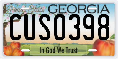 GA license plate CUS0398