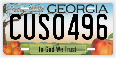GA license plate CUS0496