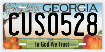 GA license plate CUS0528