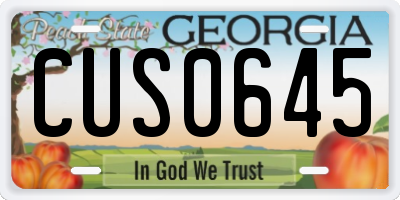 GA license plate CUS0645