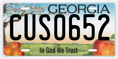 GA license plate CUS0652