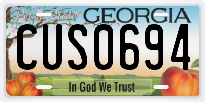 GA license plate CUS0694