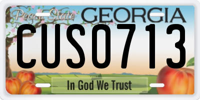 GA license plate CUS0713