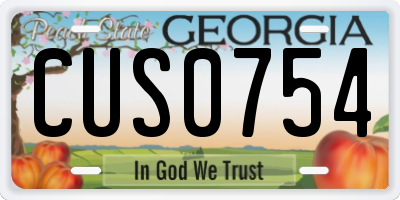 GA license plate CUS0754