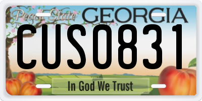 GA license plate CUS0831