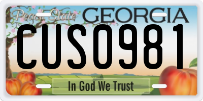 GA license plate CUS0981