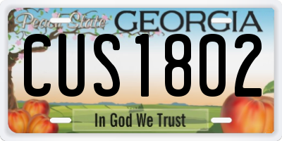 GA license plate CUS1802