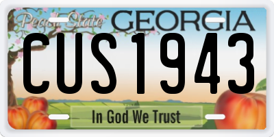 GA license plate CUS1943