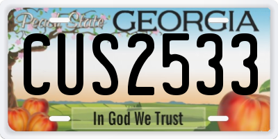 GA license plate CUS2533