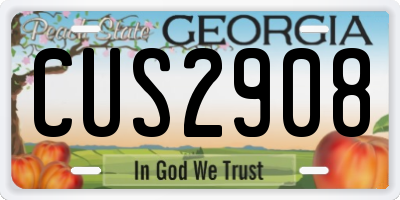 GA license plate CUS2908