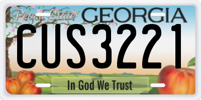 GA license plate CUS3221