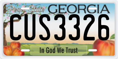 GA license plate CUS3326