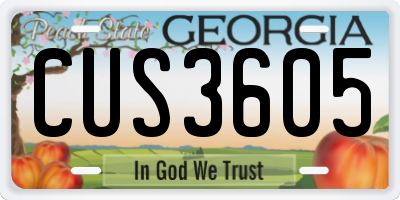 GA license plate CUS3605