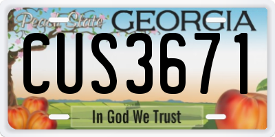 GA license plate CUS3671