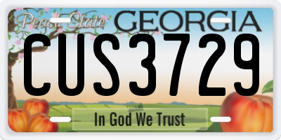 GA license plate CUS3729