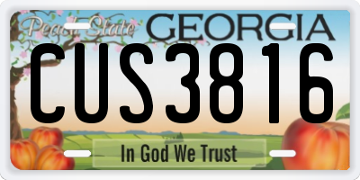 GA license plate CUS3816