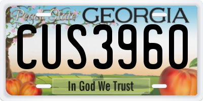 GA license plate CUS3960