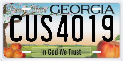GA license plate CUS4019
