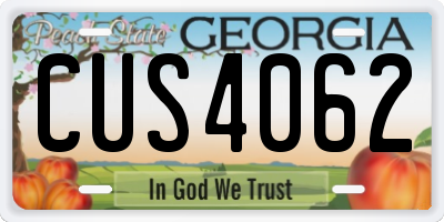 GA license plate CUS4062