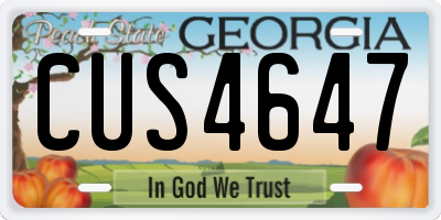 GA license plate CUS4647