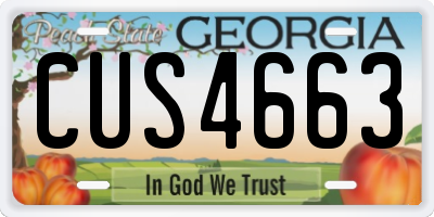 GA license plate CUS4663