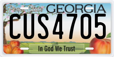 GA license plate CUS4705
