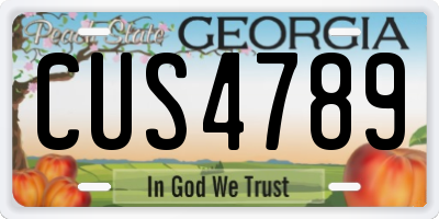 GA license plate CUS4789