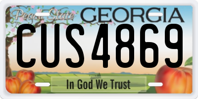 GA license plate CUS4869