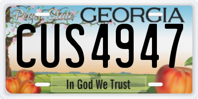 GA license plate CUS4947