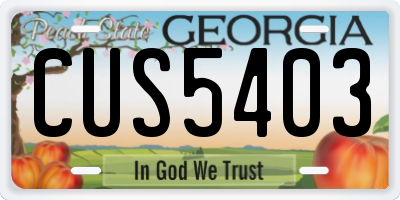 GA license plate CUS5403