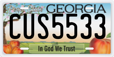 GA license plate CUS5533