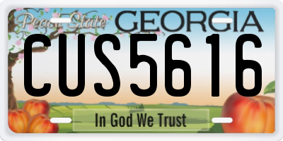 GA license plate CUS5616