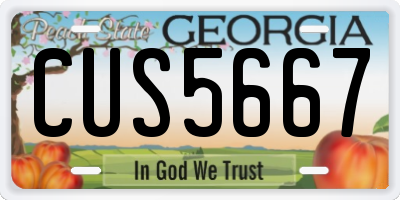 GA license plate CUS5667