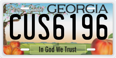 GA license plate CUS6196