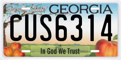 GA license plate CUS6314