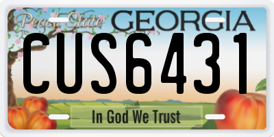 GA license plate CUS6431