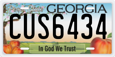 GA license plate CUS6434