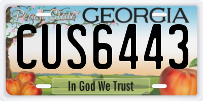 GA license plate CUS6443