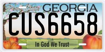 GA license plate CUS6658