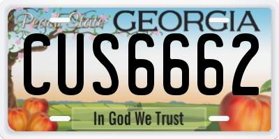 GA license plate CUS6662