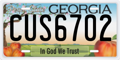 GA license plate CUS6702