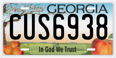 GA license plate CUS6938