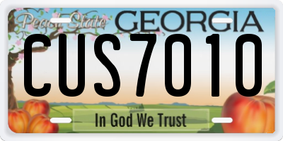GA license plate CUS7010