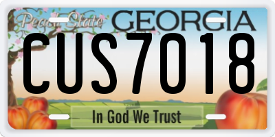 GA license plate CUS7018