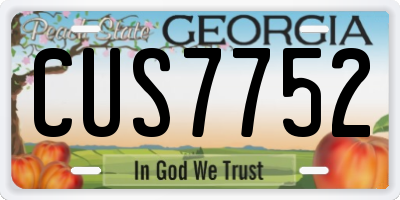 GA license plate CUS7752
