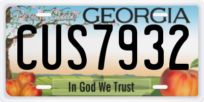 GA license plate CUS7932